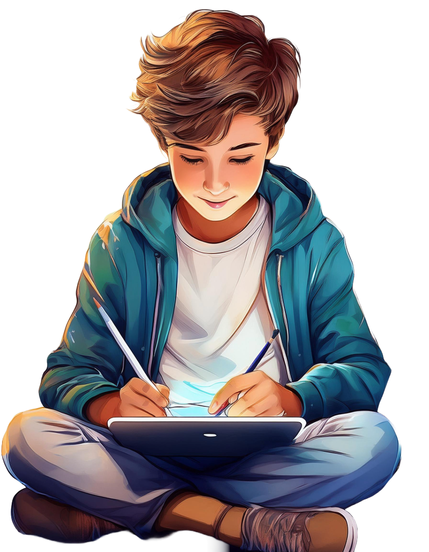 boy designing on tablet
